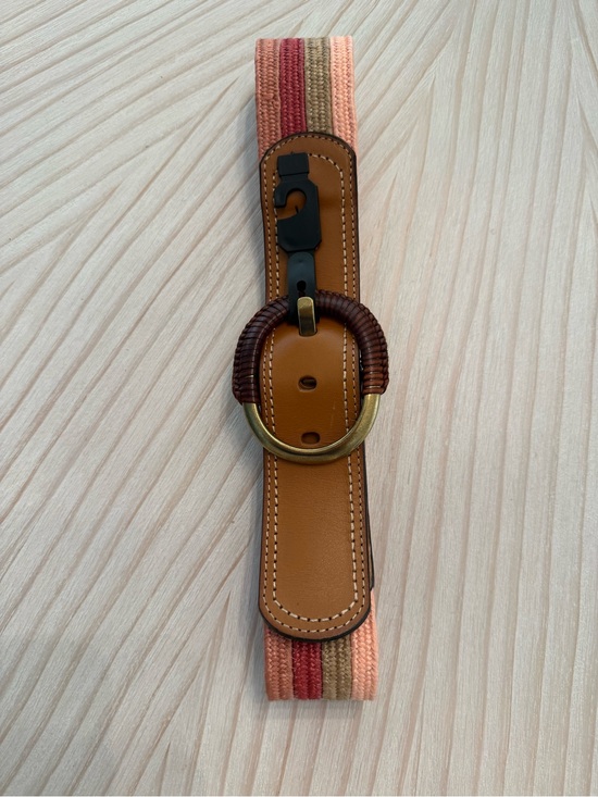Fossil Accessories - Fossil Multicolor Striped Canvas & Leather Belt with Brass Ring